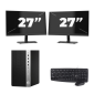 HP Prodesk 600 G5 Micro Tower – Intel Core i5-8. generácia – 8 GB RAM – 256 GB SSD – Windows 11 + 2 x 27-palcový monitor