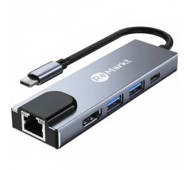 USB-C až HDMI 4K + Ethernet + USB 3.0 (x2) + adaptér USB-C