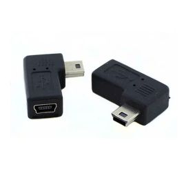 Mini USB adaptér Female to Male, uhol 90°, pravý
