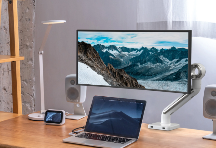 monitor setup with arm